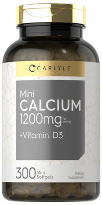 Carlyle Calcium 1200 mg with Vitamin D3 | 300 Softgels | Non-GMO and Gluten Free Supplement