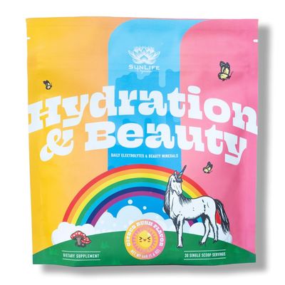 SunLife Organics Hydration &amp; Beauty Powder - Citrus Rush - Electrolyte Drink Mix | Daily Vitamins and Minerals - Magnesium, Vitamin C, and Niacin | Non-GMO | 60 Servings