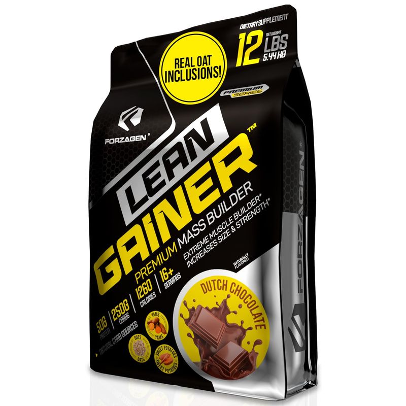 Forzagen Lean Gainer Premium Mass Builder | Mass Gainer Protein Powder for Men &amp; Women | High Calorie Protein, Weight Gain, Bulk, Muscle Building Supplement | Dutch Chocolate, 12 lbs. (16+ Servings)