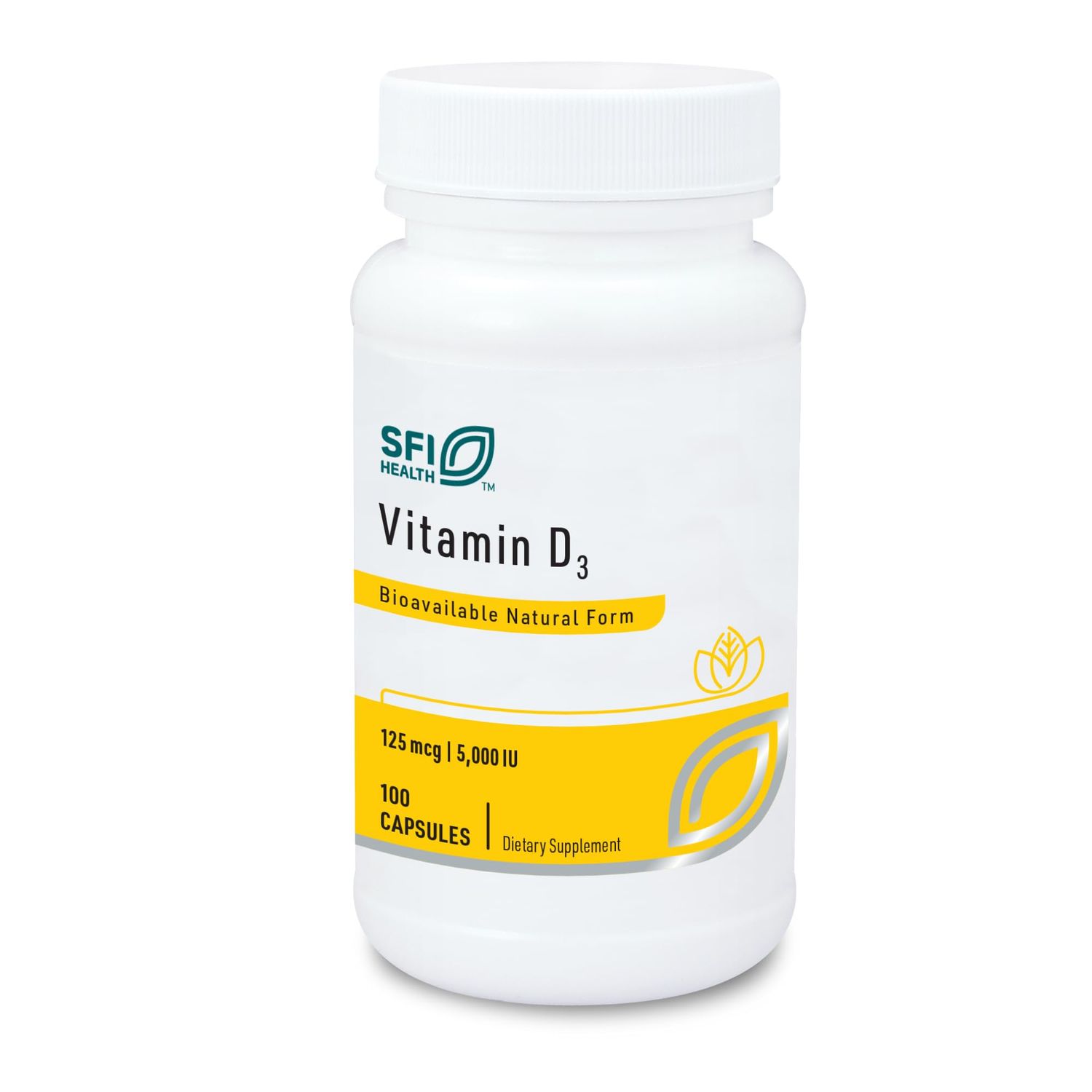 Klaire Labs Vitamin D3 5000 IU - High Potency Vitamin D 125mcg - Immune Support - Helps Promote Bone &amp; Heart Health - Hypoallergenic (100 Capsules)