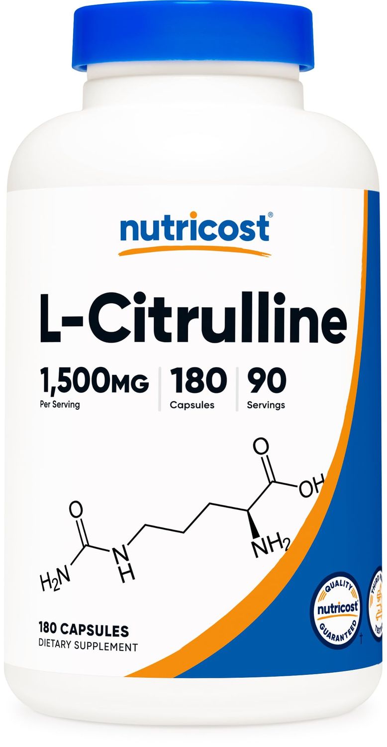 Nutricost L-Citrulline 1500mg, 180 Capsules - 750mg Per Capsule, Gluten Free, Non-GMO, Packaging May Vary