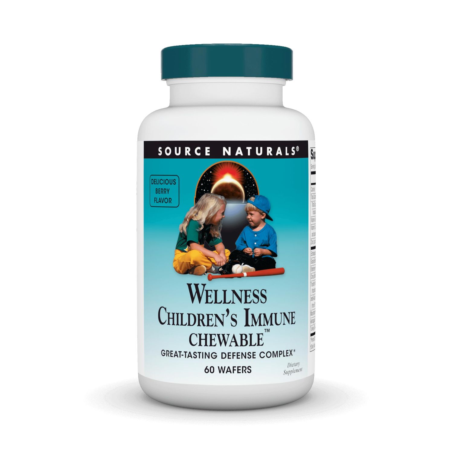 Source Naturals Wellness Children&#39;s Immune Chewable, Great-Tasting Defense Complex, Berry Flavored* - 60 Wafers