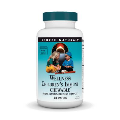 Source Naturals Wellness Children&#39;s Immune Chewable, Great-Tasting Defense Complex, Berry Flavored* - 60 Wafers