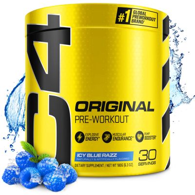 Cellucor C4 Original Pre Workout Powder ICY Blue Razz - Vitamin C for Immune Support - Sugar Free Preworkout Energy for Men &amp; Women - 150mg Caffeine Plus Beta Alanine Plus Creatine - 30 Servings