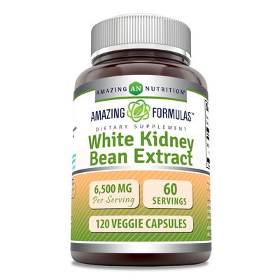 Amazing Formulas White Kidney Bean Extract | 6500 Mg Per Serving | 120 Veggie Capsules Supplement | Non-GMO | Gluten Free | Made in USA