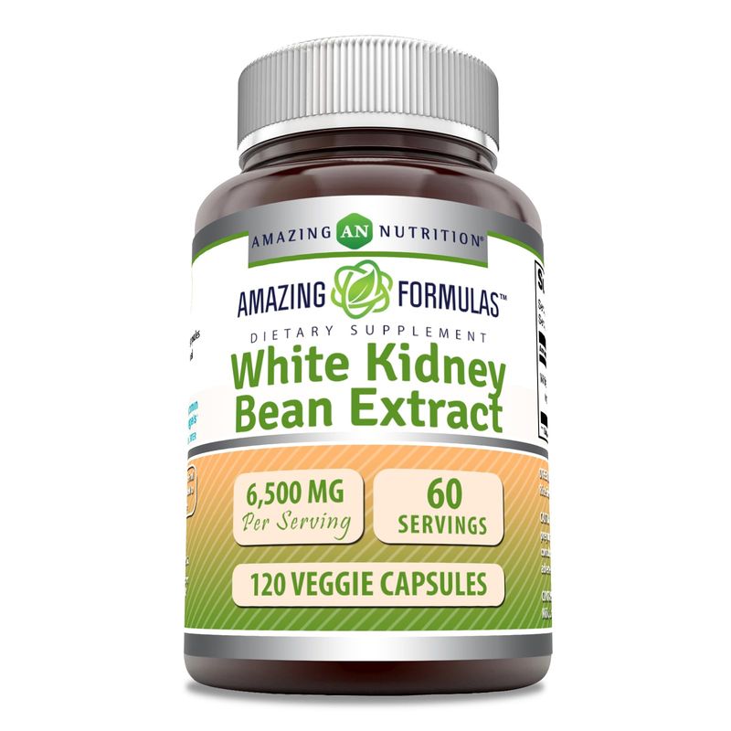 Amazing Formulas White Kidney Bean Extract | 6500 Mg Per Serving | 120 Veggie Capsules Supplement | Non-GMO | Gluten Free | Made in USA