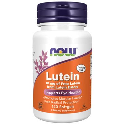 NOW Foods Supplements, Lutein 10 mg with 10 mg of Free Lutein from Lutein Esters, 120 Softgels