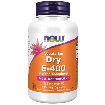 NOW Foods Supplements, Vitamin E-400 IU D-Alpha Tocopheryl, Dry, Antioxidant Protection*, 100 Veg Capsules