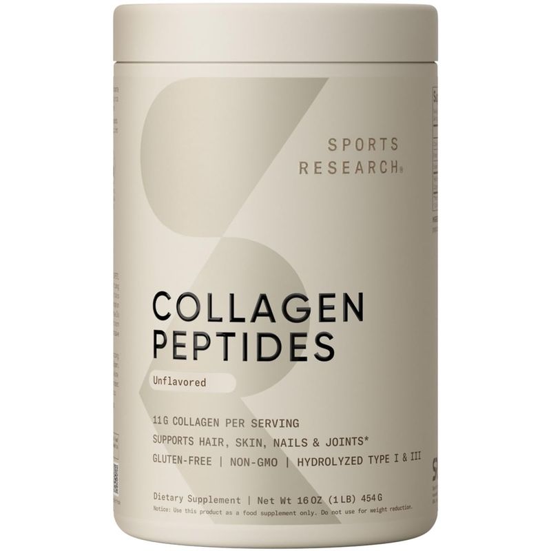 Sports Research Collagen Peptides for Women &amp; Men - Hydrolyzed Type 1 &amp; 3 Collagen Powder Protein Supplement for Healthy Skin, Nails, Bones &amp; Joints - Easy Mixing Vital Nutrients &amp; Proteins