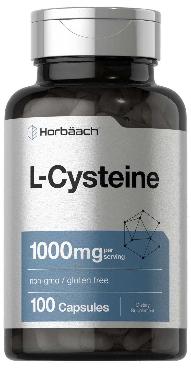 Horbach L-Cysteine 1000mg | 100 Powder Capsules | Non-GMO, Gluten Free Supplement