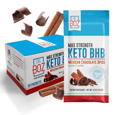 Dr. Boz - Keto BHB Powder - Mexican Chocolate Spice, 20 Servings - Ketones Drink - Energy &amp; Reduced Cravings - Max Strength Dietary Supplement - Quality Tested - Made in The USA - 10.9oz (310g)