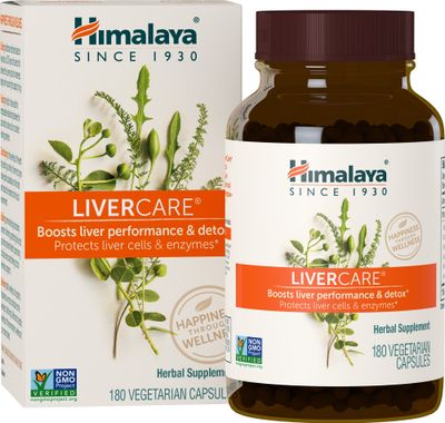 Himalaya LiverCare for Total Liver Support, Cleanse and Detox, Protects Cells &amp; Enzymes, 375 mg, 180 Capsules, 90 Day Supply