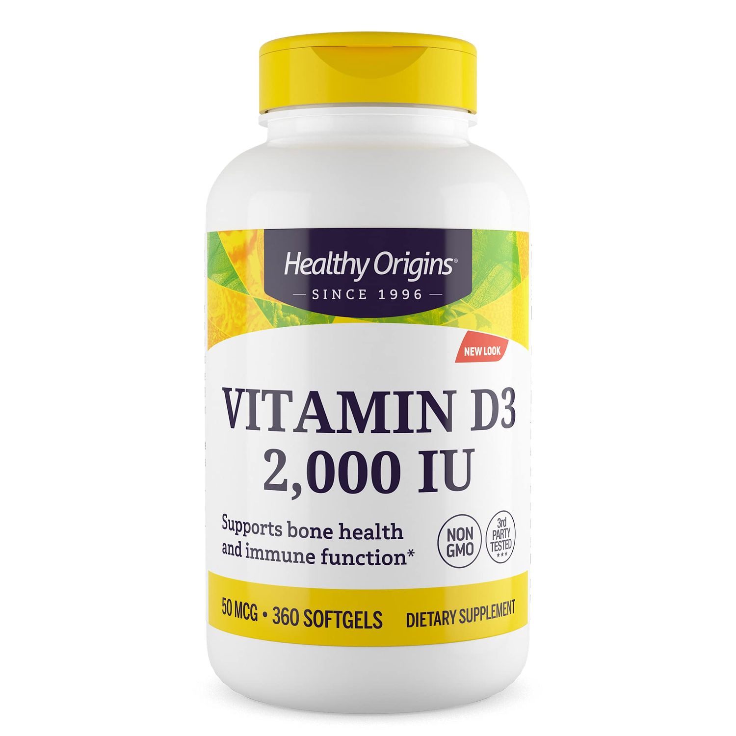 Healthy Origins Vitamin D3 (Lanolin) 2,000 IU - Bone Health and Immune Support Supplement - Easily Absorbable Vitamin D Supplements - Gluten-Free Vitamin D3 Supplement - 360 Softgels
