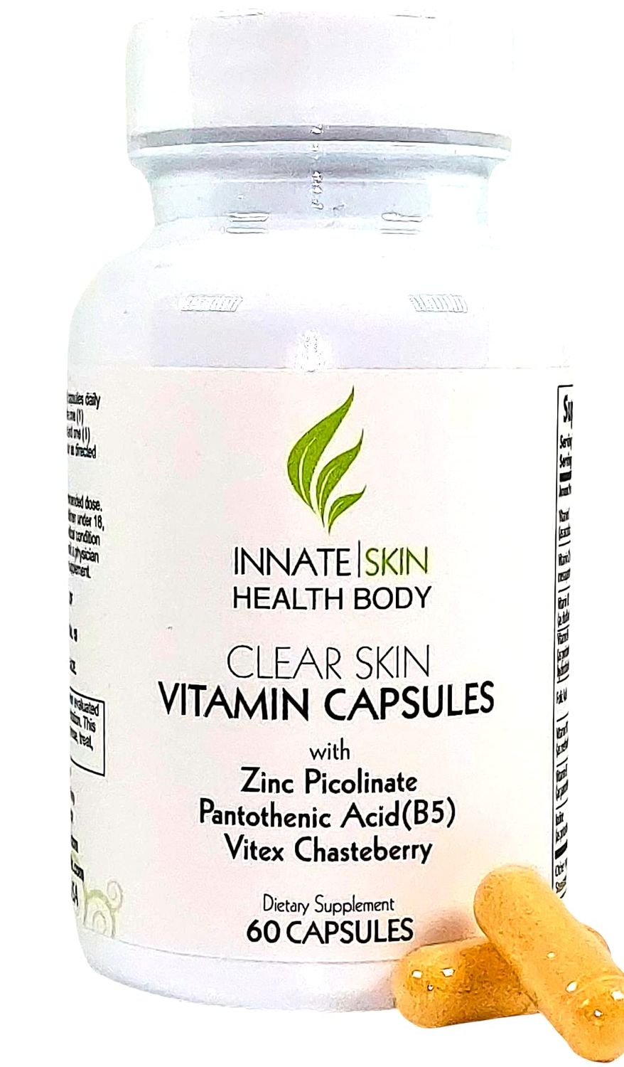 Clear Skin Acne Vitamins Capsules | Clear Skin Supplement | Adult &amp; Teen Hormonal Acne Supplements 60 Count Capsules by Innate Skin