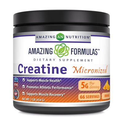 Amazing Formulas Micronized Creatine Monohydrate Supplement | 5000 Mg | Non-GMO | Gluten Free | Made in USA (1 Lb, Orange)