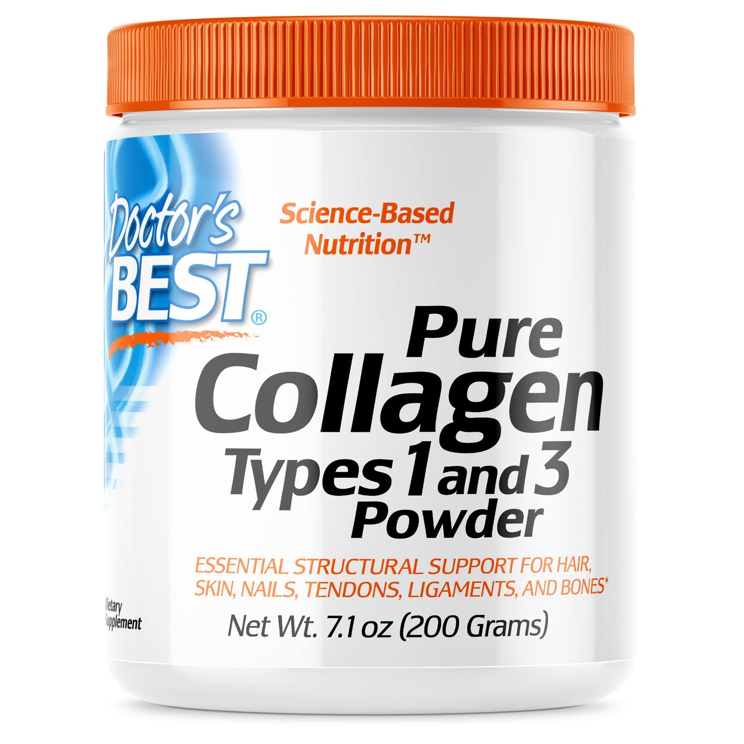 Doctor&#39;s Best Pure Collagen Types 1 &amp; 3, Promotes Healthy Skin Hair &amp; Nails - Bone &amp; Joint Support, 7.1 Ounce (Pack of 1)