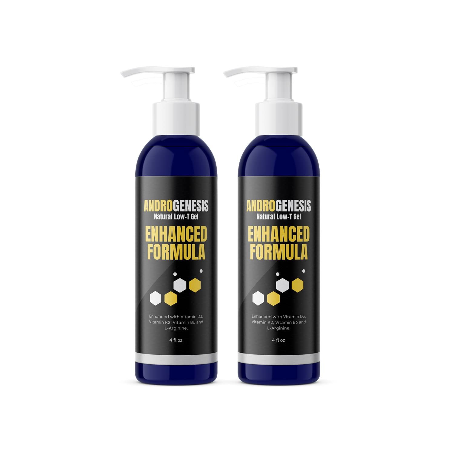 ANDROGENESIS Enhanced Formula - Low T Support Gel - T Booster for Men - Muscle Recovery, Energy Booster, Healthy Aging - Now with Vitamins D3, K2, B6 and L-Arginine