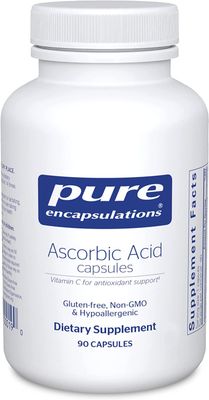 Pure Encapsulations Ascorbic Acid Capsules - 1,000 mg Vitamin C - Antioxidant &amp; Immune Support* - High-Potency Vitamin C - Vegan &amp; Non-GMO - 90 Capsules