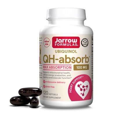 Jarrow Formulas QH-Absorb, 100 mg, Ubiquinol Dietary Supplement for Healthy Cardiovascular Function, 120 Softgels, 120 Day Supply
