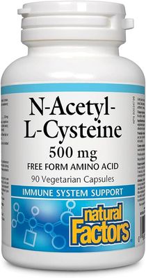 Natural Factors N-Acetyl-L-Cysteine 500 mg, Superior Antioxidant Support for Respiratory &amp; Immune Systems, 90 Capsules