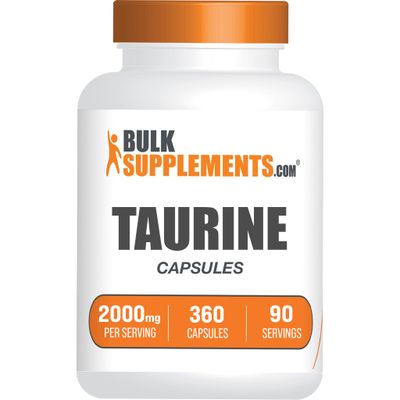 BulkSupplements.com Taurine Capsules - Taurine Supplement, Taurine 2000mg, Amino Acids Supplement, Taurine Pills - Gluten Free, 4 Capsules per Serving, 360 Capsules (Pack of 1)