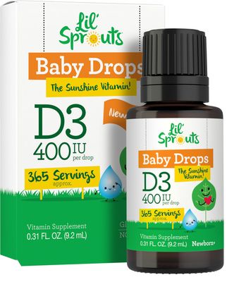 Carlyle Baby Vitamin D3 Liquid Drops | 400 IU | .31oz (9.2 mL) 1 Year Supply (365 Servings) | Vegetarian, Non-GMO, and Gluten Free by Lil&#39; Sprouts