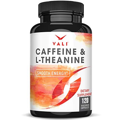 VALI Caffeine 50mg &amp; L Theanine 100mg - Caffeine Pills &amp; L-Theanine for Smart Smooth Energy &amp; Focus Supplement. Nootropic Brain Booster Cognitive Support Stack &amp; Focused Clarity. 120 Veggie Capsules