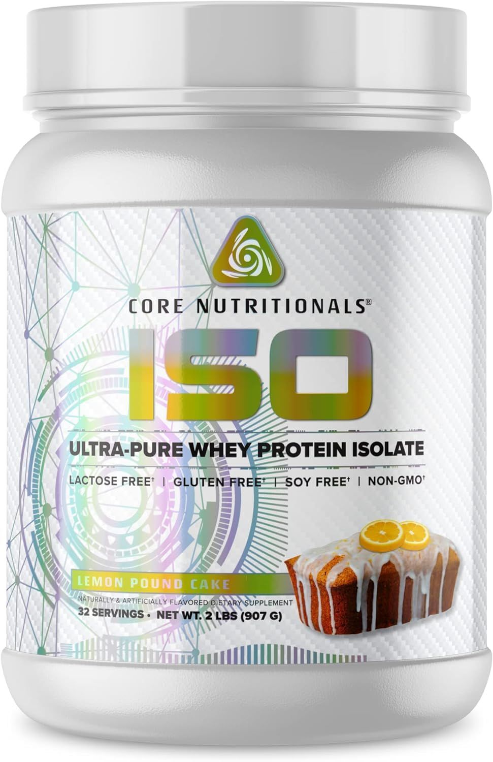 Core Nutritionals ISO, 100% Micro Filtered, Zero Artificial Fillers, 25g Whey Protein Isolate, 32 Servings (Lemon Pound Cake)