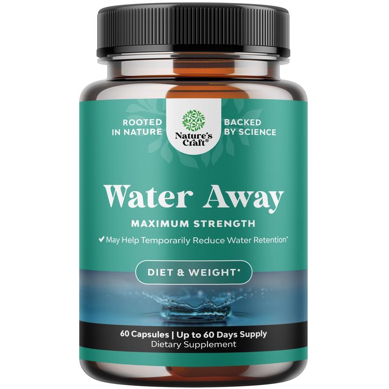 Water Away Supplement for Fast Bloating and Swelling Relief Pure Natural Diuretic Pills Reduce Water Retention Support Weight Loss Boost Energy Levels