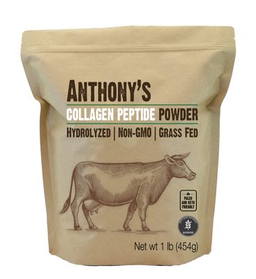 Anthony&#39;s Collagen Peptide Powder, 1 lb, Pure Hydrolyzed, Gluten Free, Keto and Paleo Friendly, Grass Fed, Unflavored, Non GMO