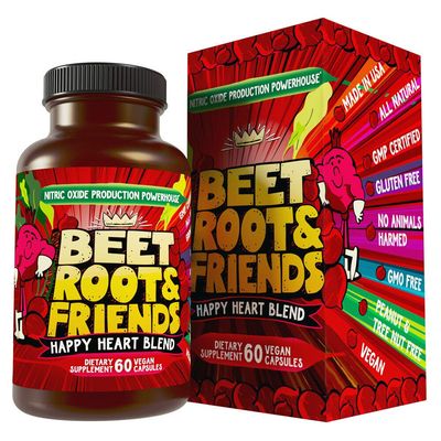 Hippie Farms Beet Root Capsules - Circulation, Heart-Healthy Energy - w Grape Seed Extract &amp; Ginseng 60 Count Vegan