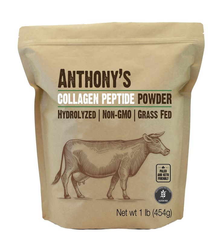 Anthony&#39;s Collagen Peptide Powder, 1 lb, Pure Hydrolyzed, Gluten Free, Keto and Paleo Friendly, Grass Fed, Unflavored, Non GMO
