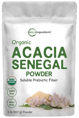 Micro Ingredients Organic Acacia Senegal Powder, 2 Pounds (32 Ounce), Instant Soluble Fiber Powder, Plant-Based Prebiotic Superfood for Gut Health, Non-GMO, No Gluten, Vegan