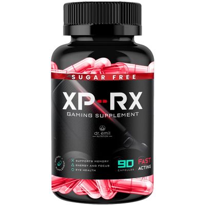 XP-RX Gamer Supplement for Energy, Focus &amp; Endurance - Zero Crash Gaming Pills with 100mg Caffeine - Sugar Free Gaming Supplement by Dr. Emil