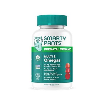 SmartyPants Organic Prenatal Vitamins for Women, Multivitamin Gummies: Biotin, Methylfolate, Omega 3 (ALA), Vitamin D3, C, Vitamin B12, B6, Vitamin A, K2 &amp; Zinc, Vegetarian, 120 Count (30 Day Supply)