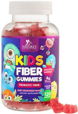 Fiber Gummies for Kids Supplement - Daily Prebiotic Fiber for Kids, Supports Regularity, Digestive Health &amp; Immune Support, Nature&#39;s Plant Based Chicory Root Vitamins, Vegan, Berry Flavor, 120 Gummies