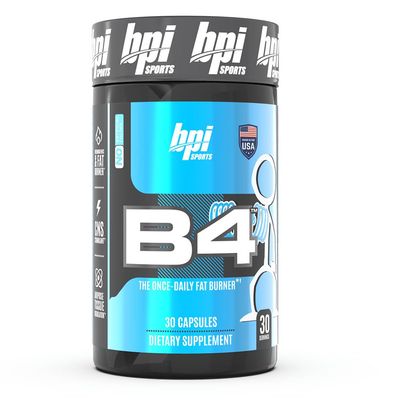 BPI Sports B4 - Extra-Strength Fat Burner - Keto-Friendly - Appetite Suppressant - Caffeine, Niacin, Quercetin, Yohimbine - 30 Servings - 710mg