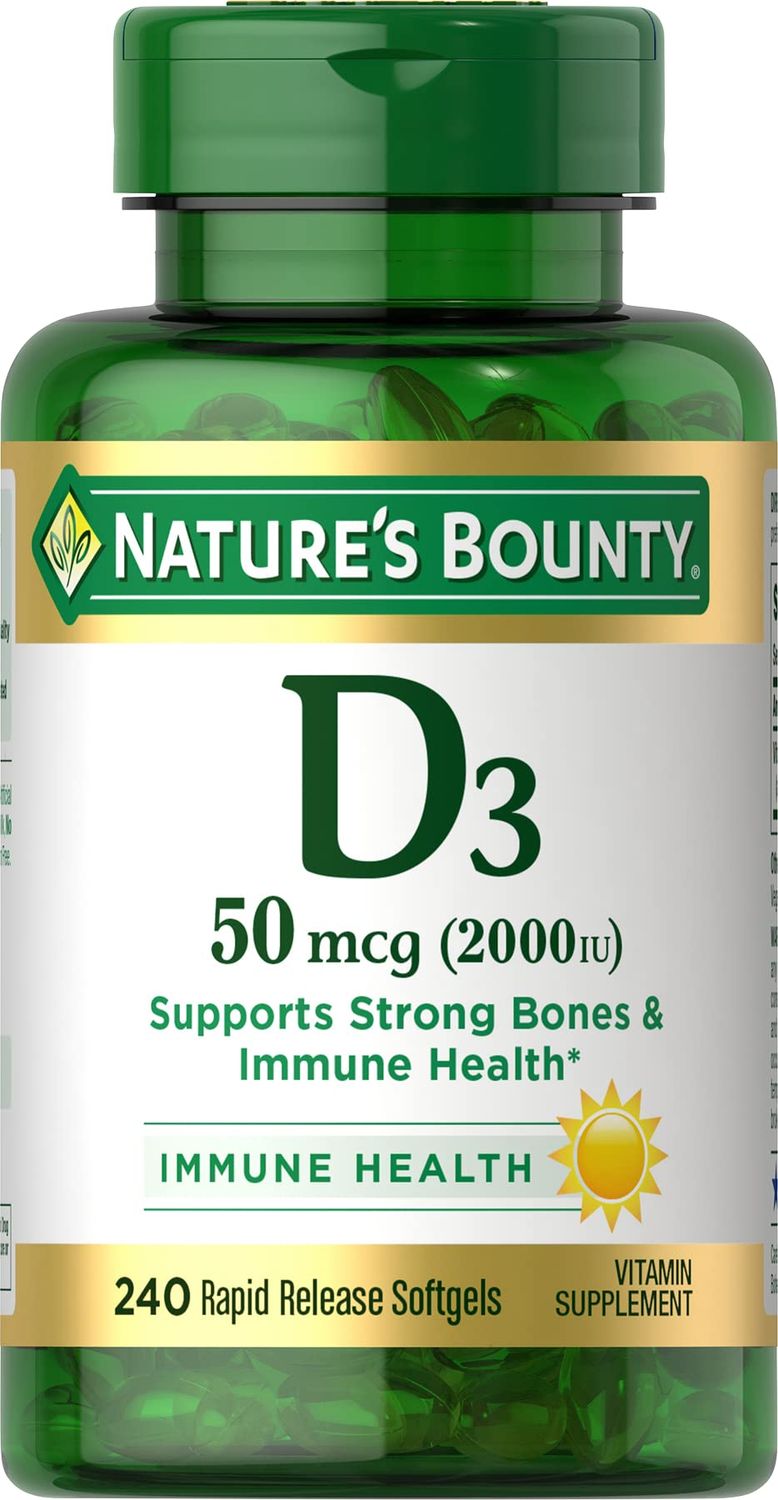 Nature&#39;s Bounty Vitamin D3, Immune and Bone Support, Vitamin Supplement, 2000IU, 240 Rapid Release Softgels