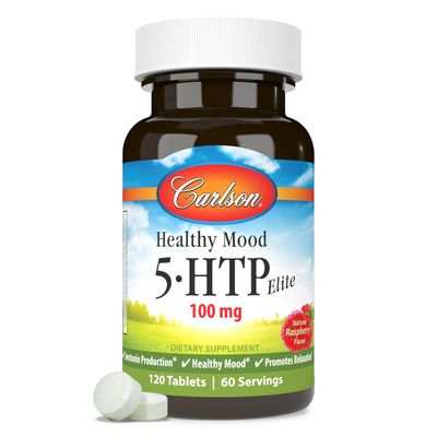 Carlson Healthy Mood 5-htp Elite 50mg Raspberry Chewables, 120 Tablets