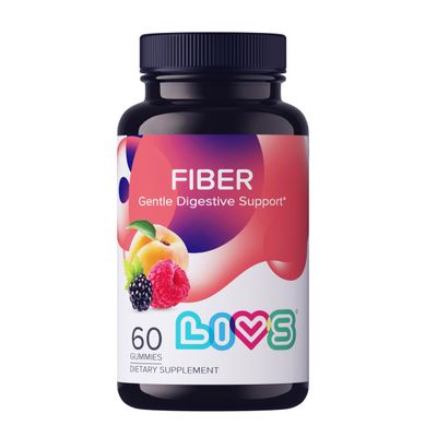 LIVS Fiber Gummy Vitamin - Fiber Gummies, for Adults, Gut Health, Digestive Support, Supplements, All-Natural, Gluten-Free, Non-GMO - Raspberry, Peach &amp; BlackBerry Flavored, 60 Count
