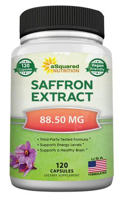 aSquared Nutrition Saffron Supplements - 120 Capsules - Saffron Extract Supplement Pills - Pure Saffron Alternative to Powder, Tea, Threads &amp; Gummies
