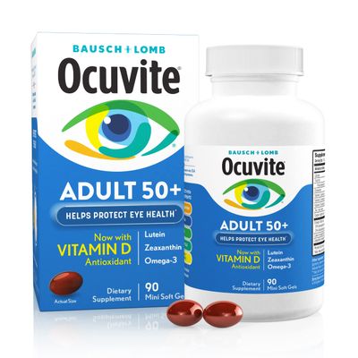 Ocuvite Eye Vitamin &amp; Mineral Supplement, Contains Zinc, Vitamins C, E, Omega 3, Lutein, &amp; Zeaxanthin, 90 Softgels (Packaging May Vary)