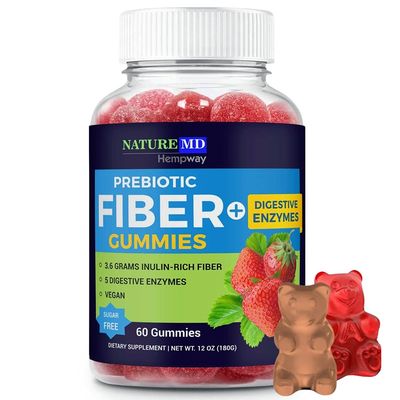 HEMPWAY Fiber Gummies for Digestive Colon Cleanse - Health &amp; Daily Weight Support - Sugar Free Prebiotic Natural Fibers - Keto Friendly - Gluten Free Vegan Non-GMO - Packaging May Vary - Cherry 60ct