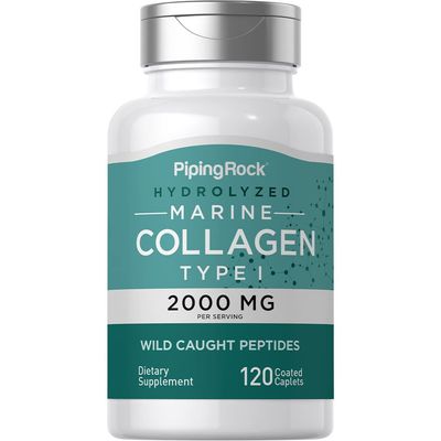 Piping Rock Marine Collagen Peptides | 2000mg | 120 Coated Caplets | Wild Caught Type 1 Hydrolyzed Supplement | Non-GMO, Gluten Free