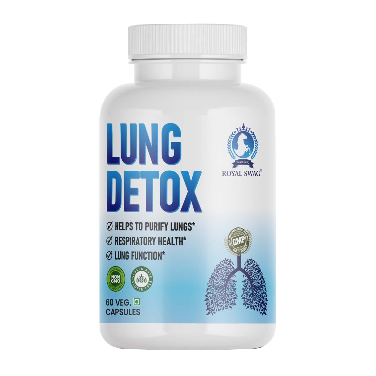 ROYAL SWAG Lung Cleanse and Detox Capsule- Natural Respiratory Support Supplement for Smokers &amp; Non-Smokers Support Lung Health and Detoxification 60 Capsule