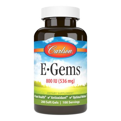 Carlson - E-Gems, 800 IU (536 mg), Heart Health &amp; Optimal Wellness, Antioxidant, 100 soft gels