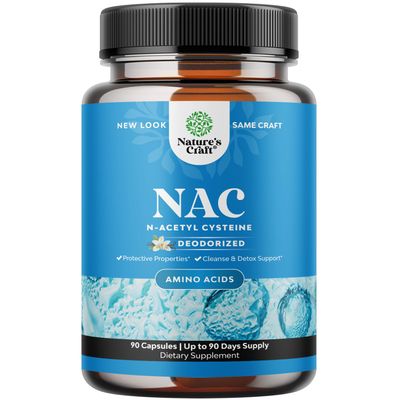 Natures Craft NAC Supplement N-Acetyl Cysteine 600mg- High Absorption NAC 600 mg Capsules Glutathione Precursor for Liver Cleanse Detox Kidney Support Lung Health Immunity and Brain Supplement