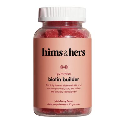 HIMS &amp; HERS biotin Builder Gummy with Vitamins B12, B6 and D, Gluten Free, no Artificial sweeteners or Flavors, Wild Cherry, 60 Count