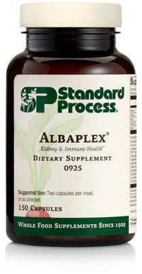 Standard Process Albaplex - Immune Support, Kidney Support, and Liver Support with Vitamin A, Vitamin C, Niacin, Vitamin B6, Oat Flour, Spanish Moss - 150 Capsules