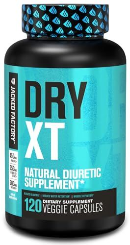 Jacked Factory Dry-XT Diuretic Water Pills - Natural Supplement | Reduces Water Retention &amp; Bloating | Dandelion Root Extract, Potassium, 7 More Powerful Ingredients - 120 Veggie Capsules